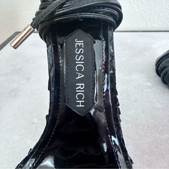 Rich Sandal by Jessica Rich Black Stiletto Lace Up Heels Size 40 / 9.5 - Picture 9 of 16